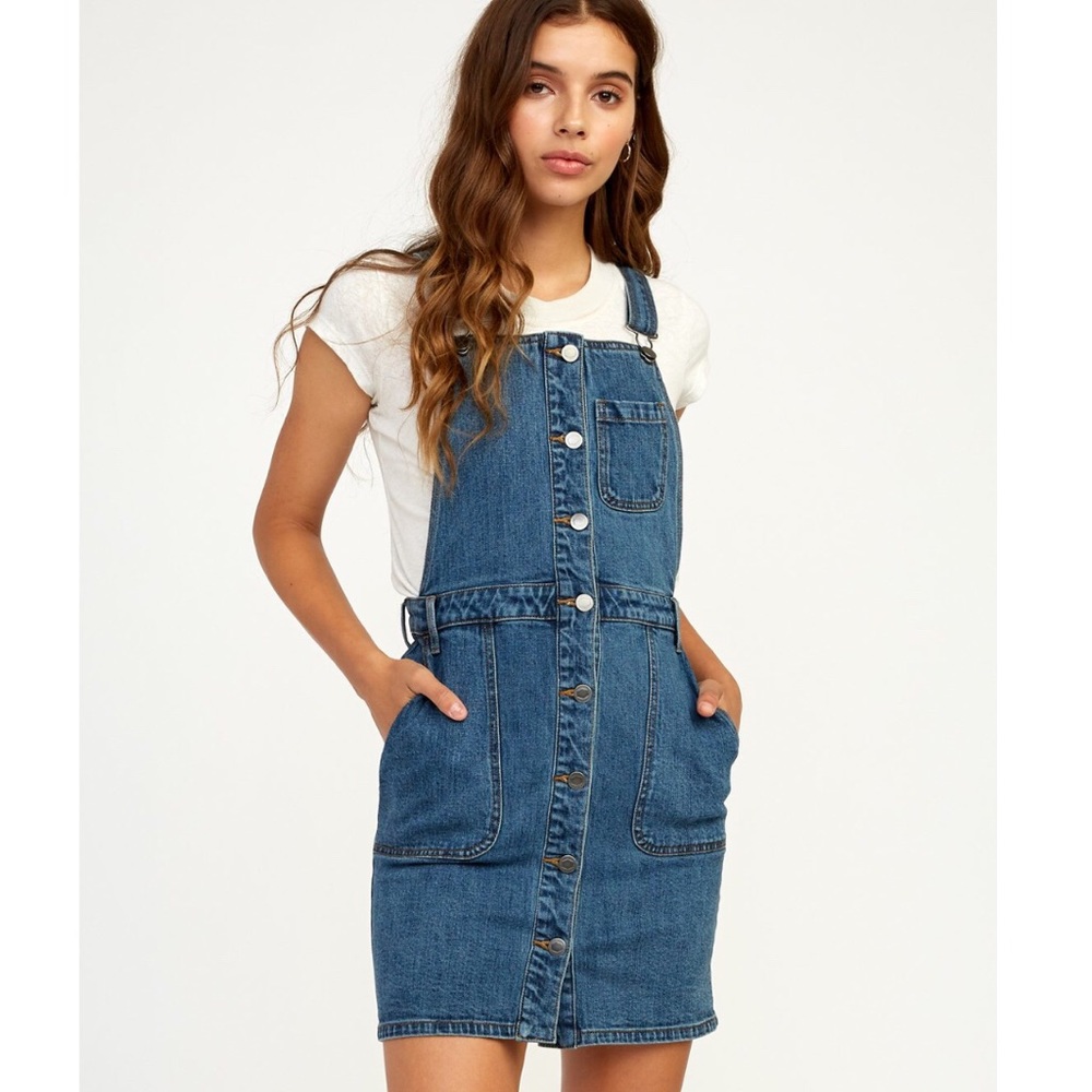 RVCA CONQUER DENIM OVERALL DRESS